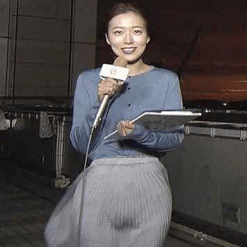 【検証GIF画像】阿部華也子さん強風でスカートが股間に貼り付き恥丘の輪郭が丸わかりの放送事故！
